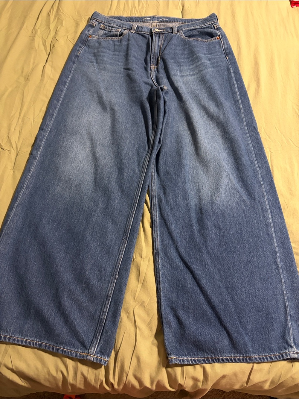 Wide Leg Women's Jeans - Blue